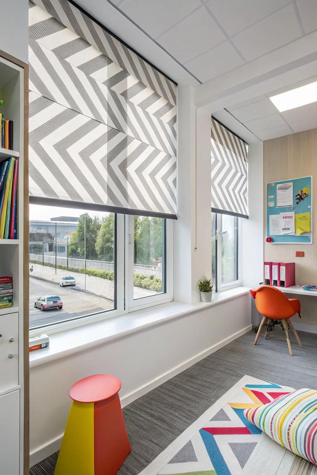 Zebra blinds furnish a playful illumination management alternative.