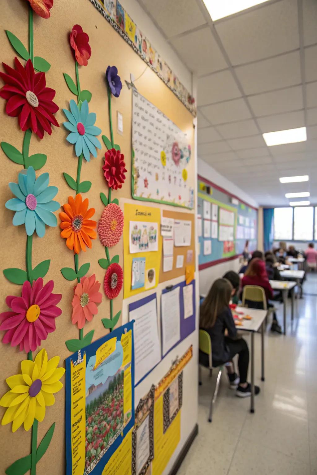 A flourishing garden exhibiting student imagination.