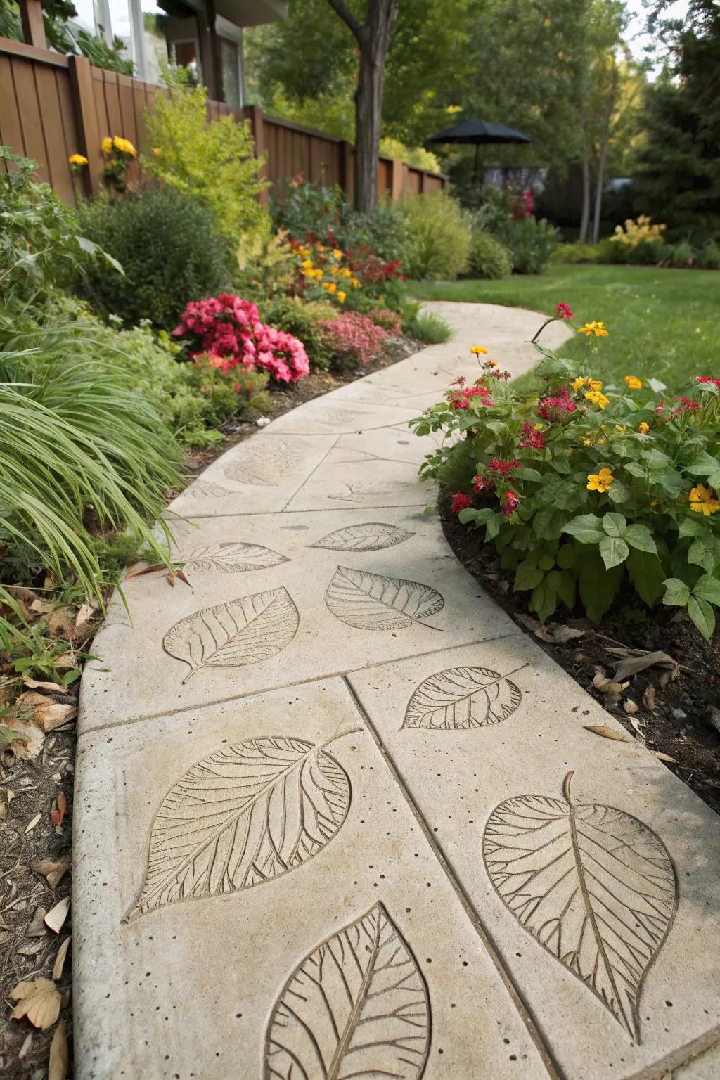 Celebrate nature with leaf-printed paths.