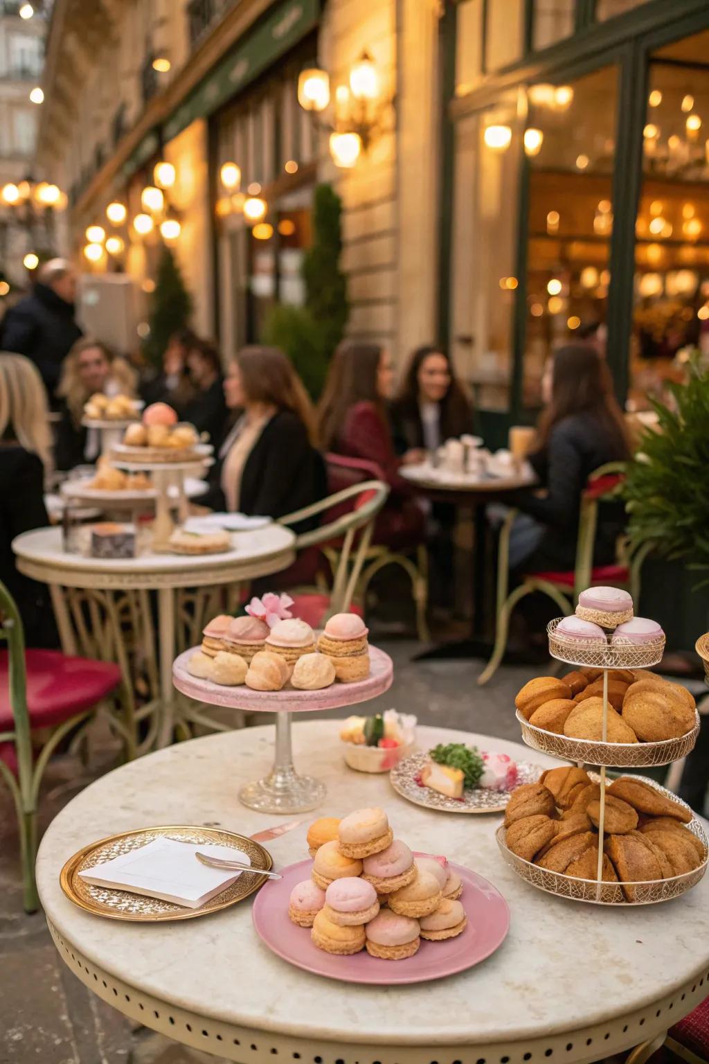 A charming French coffeehouse experience featuring elegant and simple decorations.