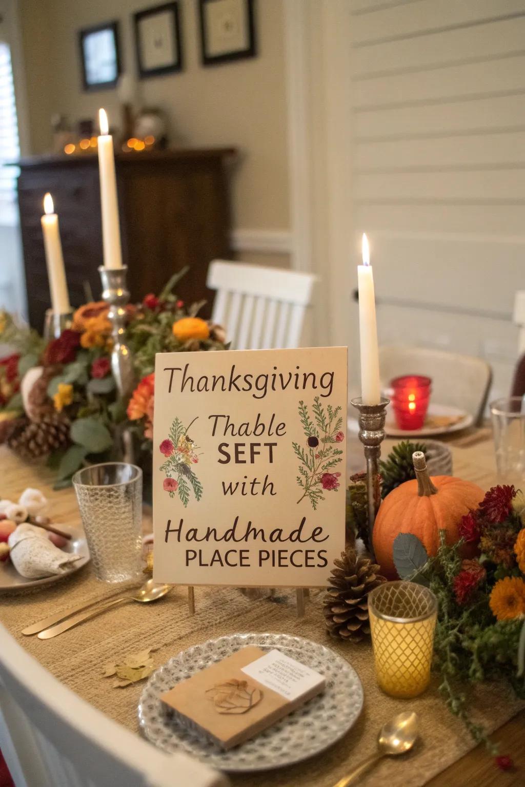 Handmade accents give the table a unique and individualized touch.