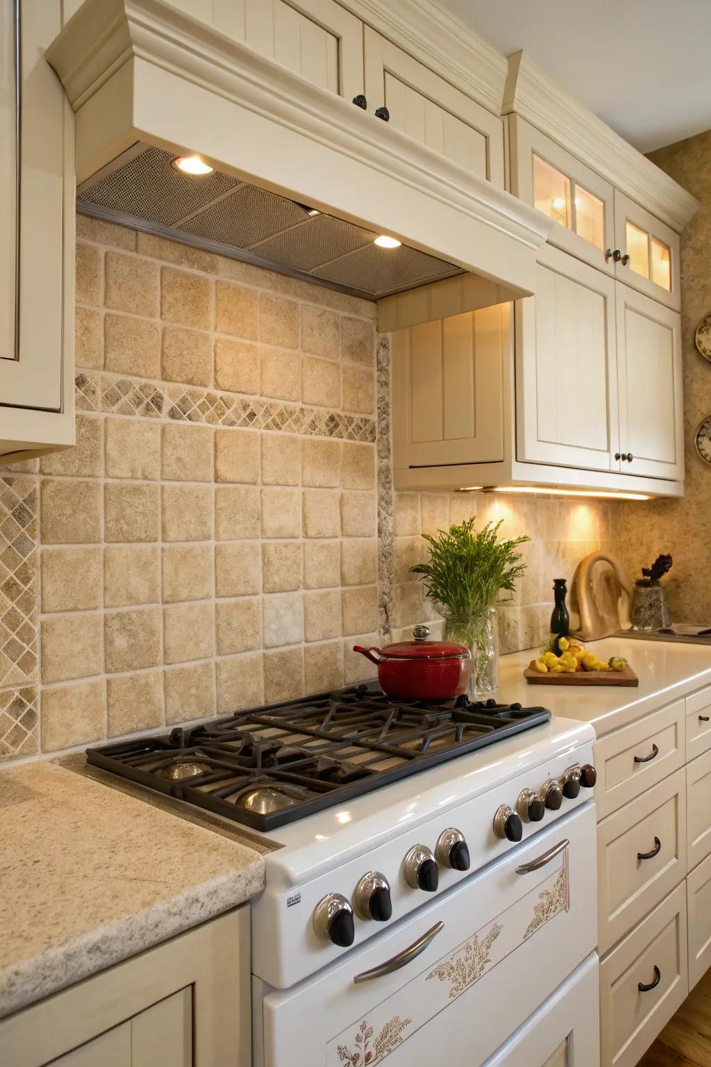 Beige panels provide a soothing and harmonious backdrop.