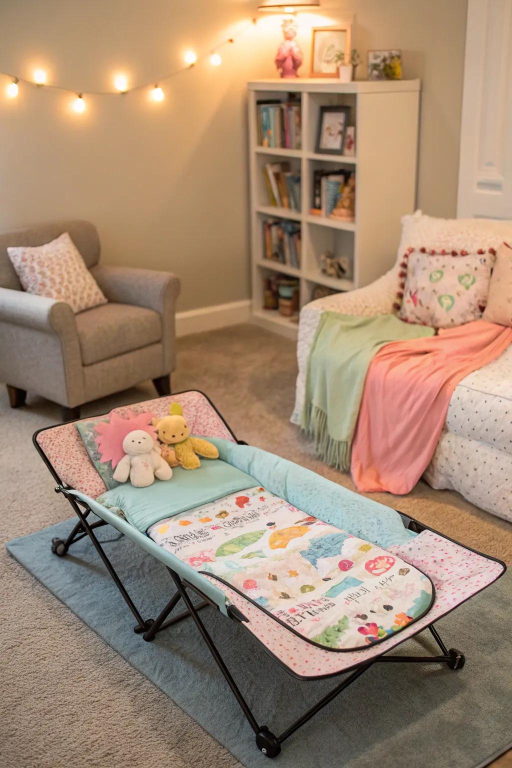 Foldable on-the-go beds, catering to little adventurers.