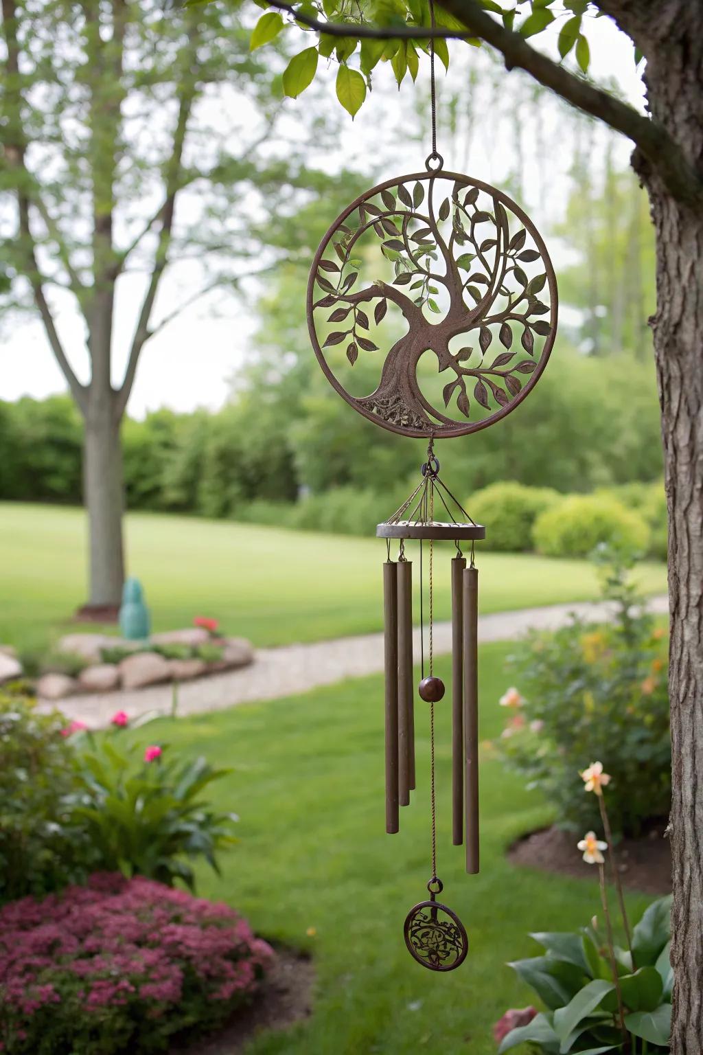 Arbor Vitae wind song brings tranquility to a peaceful garden.