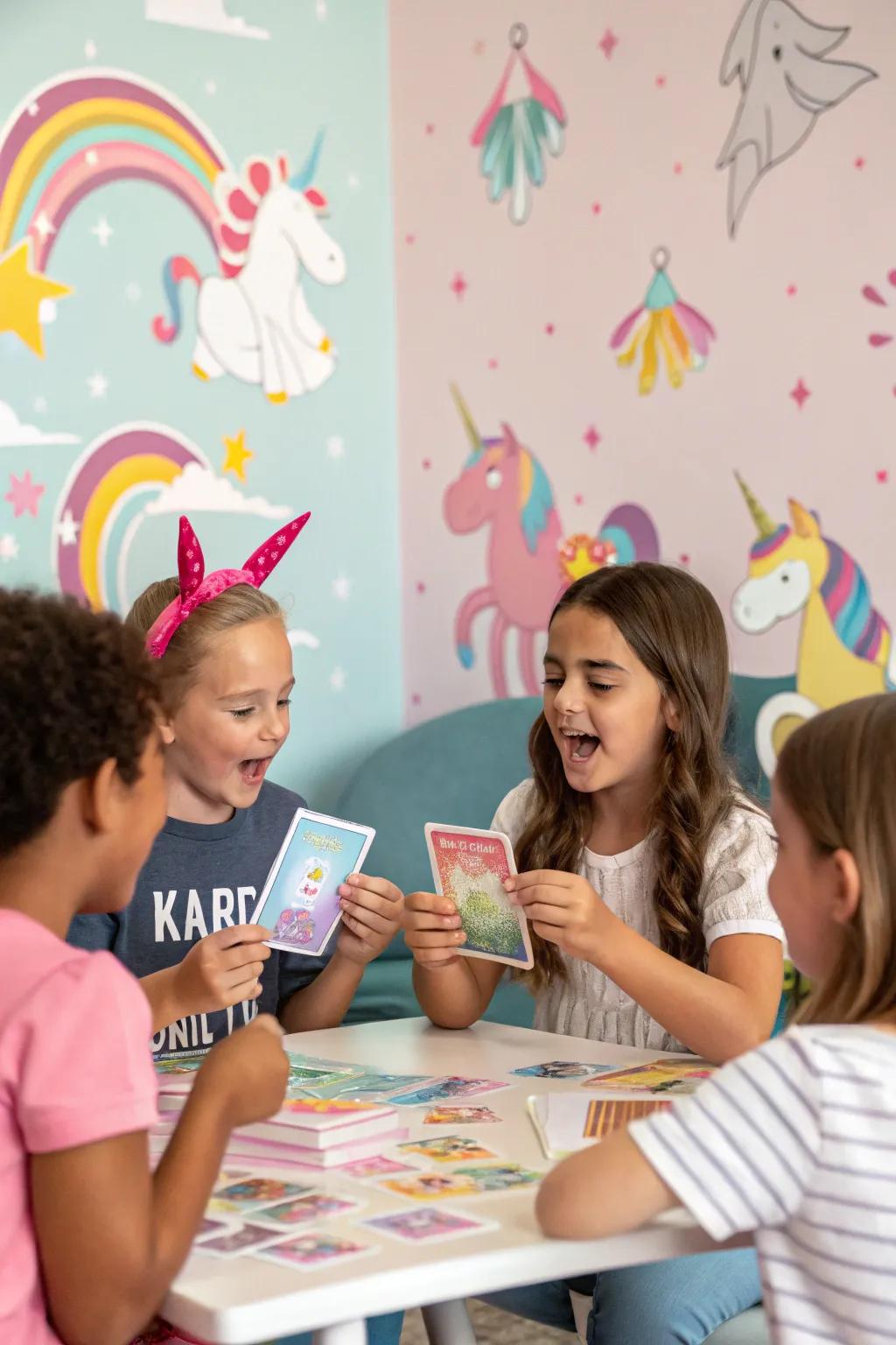 Attendees enjoying a fun and educational unicorn fact game.