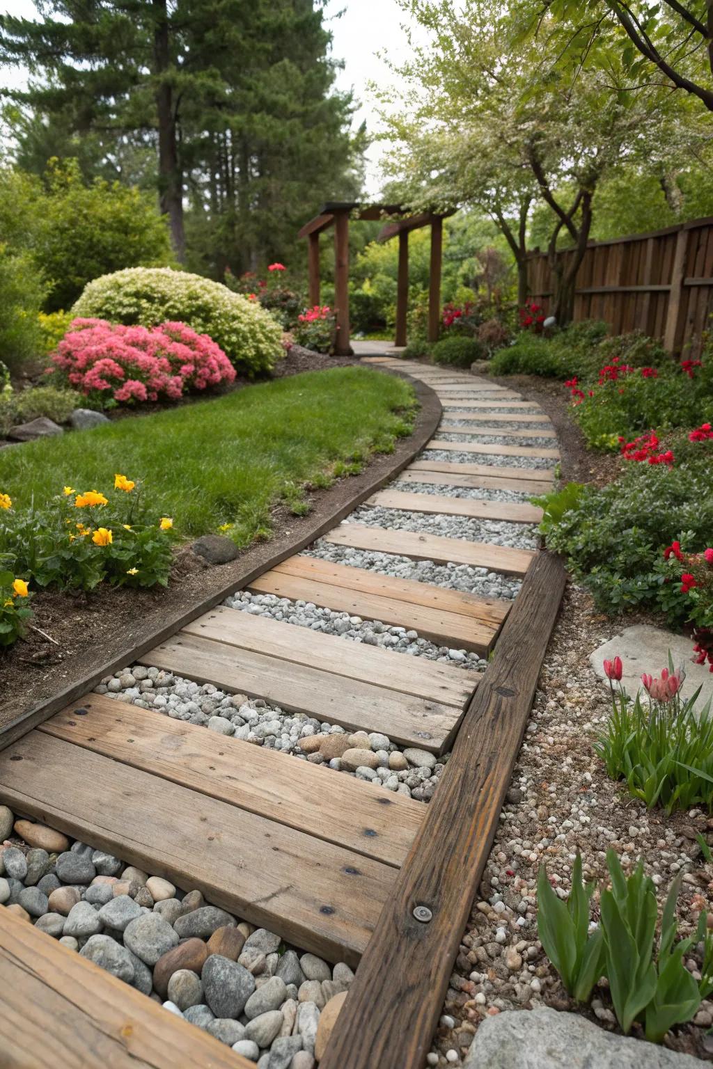 Trails with blended media infuse texture and depth into garden landscapes.
