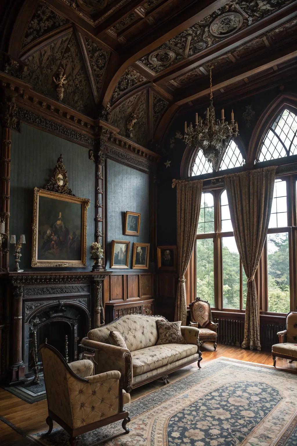 Deep colored walls create depth and intrigue.