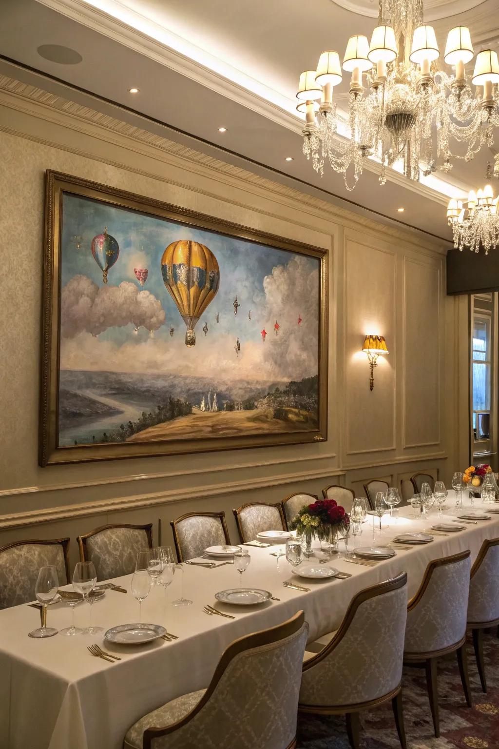 A canvas of levitating objects infusing an ethereal vibe into a culinary space.