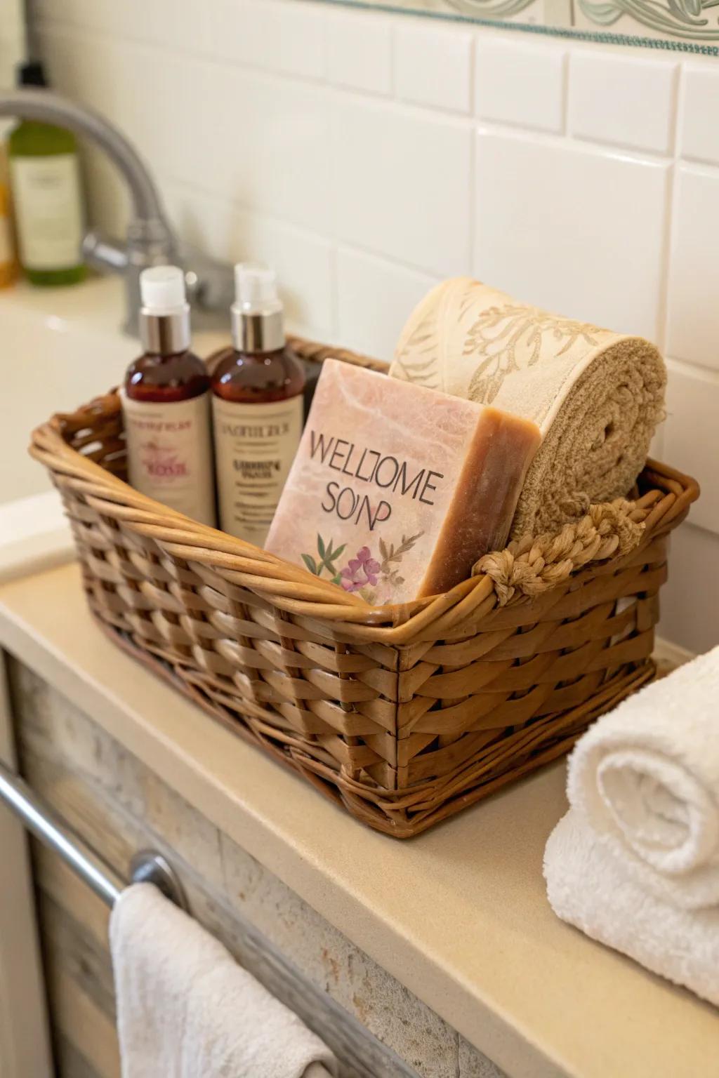 A handmade soap bar adds an individual and glamorous touch.