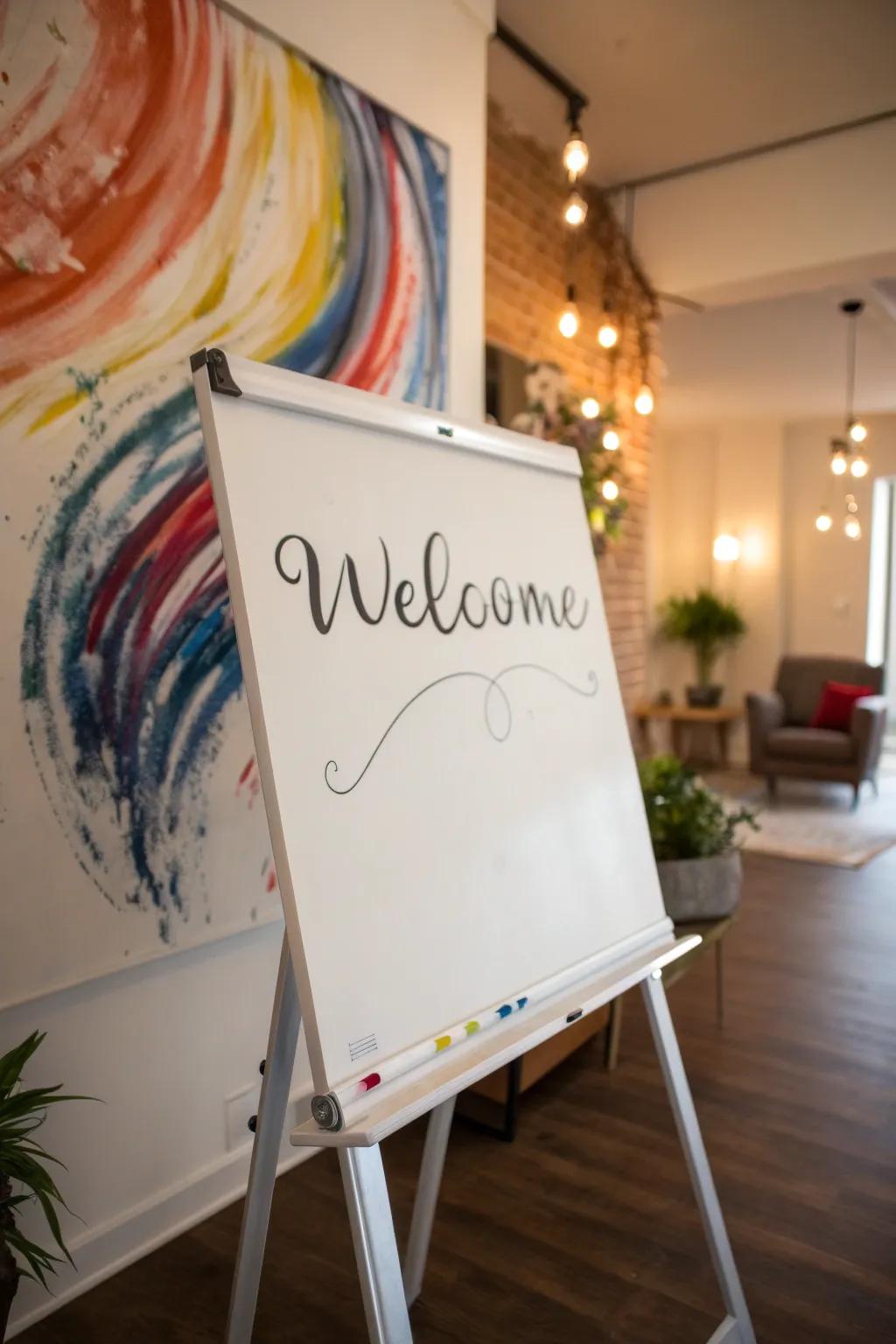 A creative art background enhancing a display board welcome.
