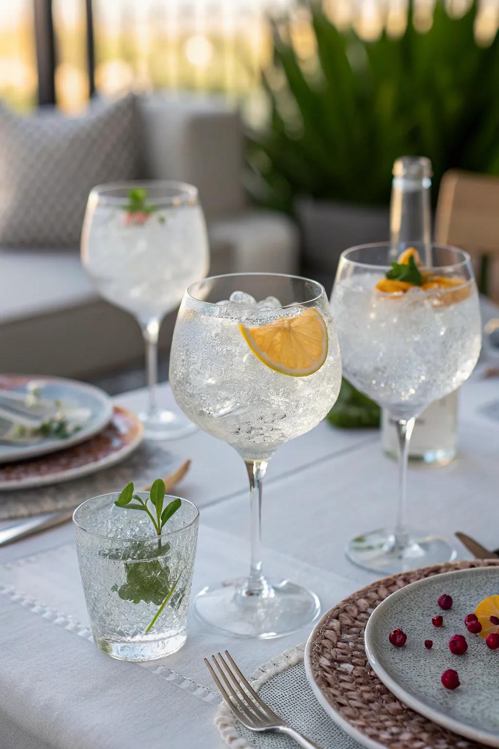 Ice-like drinkware brings elegance to your winter table.