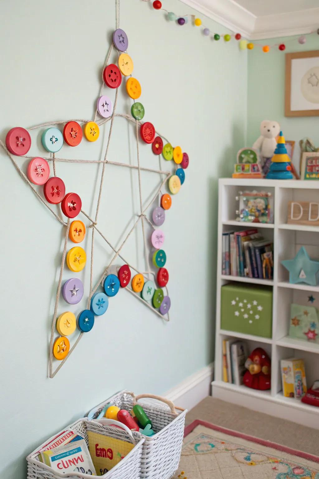 A playful fastener star wreath for a fun decor element.