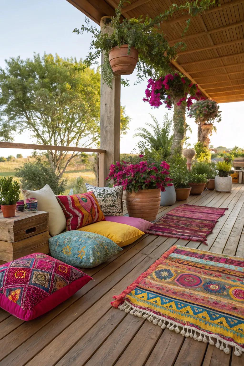 Adding bold colors to your deck design crafts an energetic and joyful space.