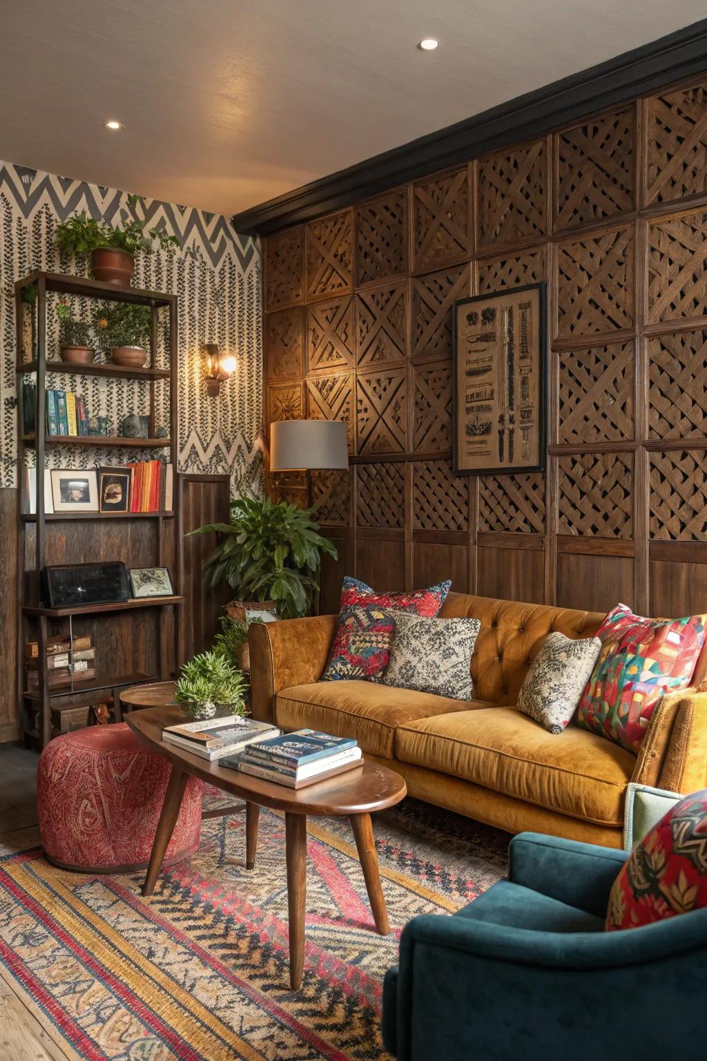 Patterned timber coverings inject personality into your area.