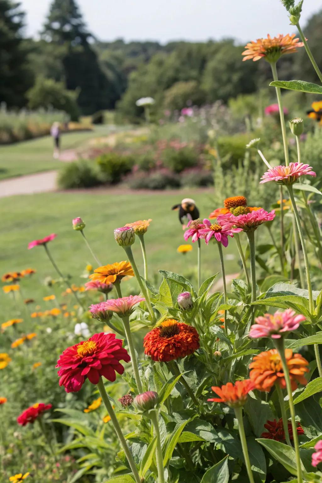 A lively wildlife reserve with 'Blooms of Joy' and native plants.