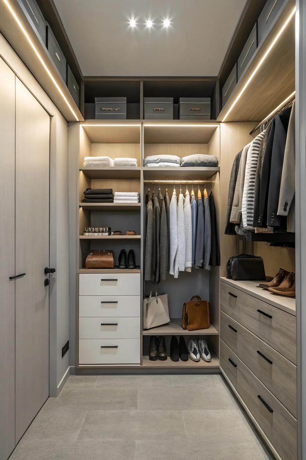 Embrace minimalist design for closet simplicity.