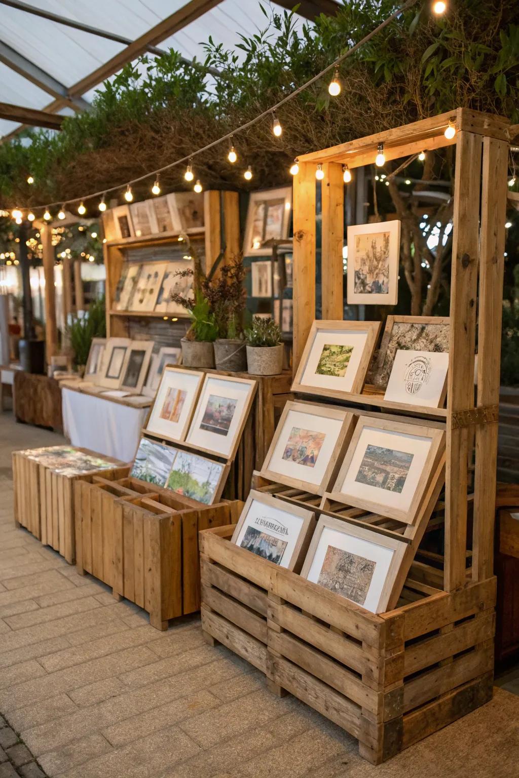 Bins provide a charming and practical solution for displaying prints.