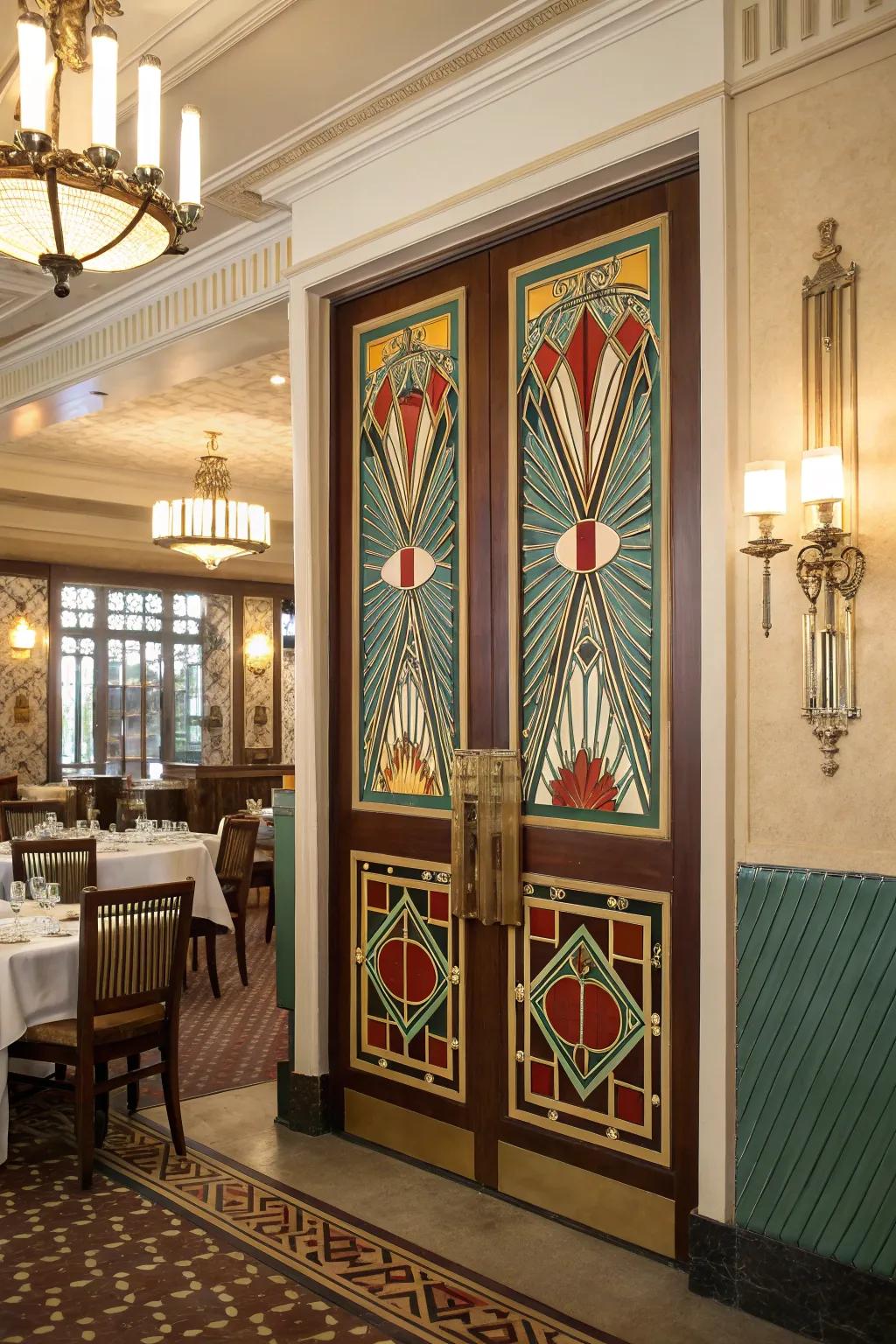 A retroChic-themed door introducing sophistication and style.
