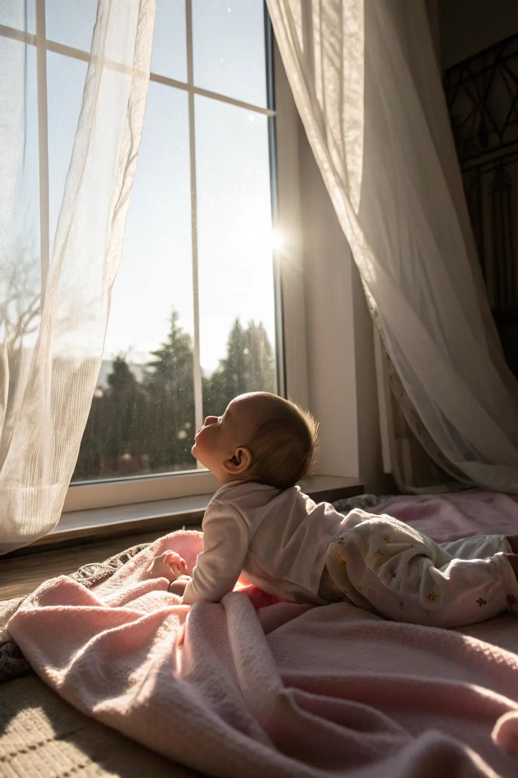 Natural illumination enhances the warmth and definition of baby photographs.