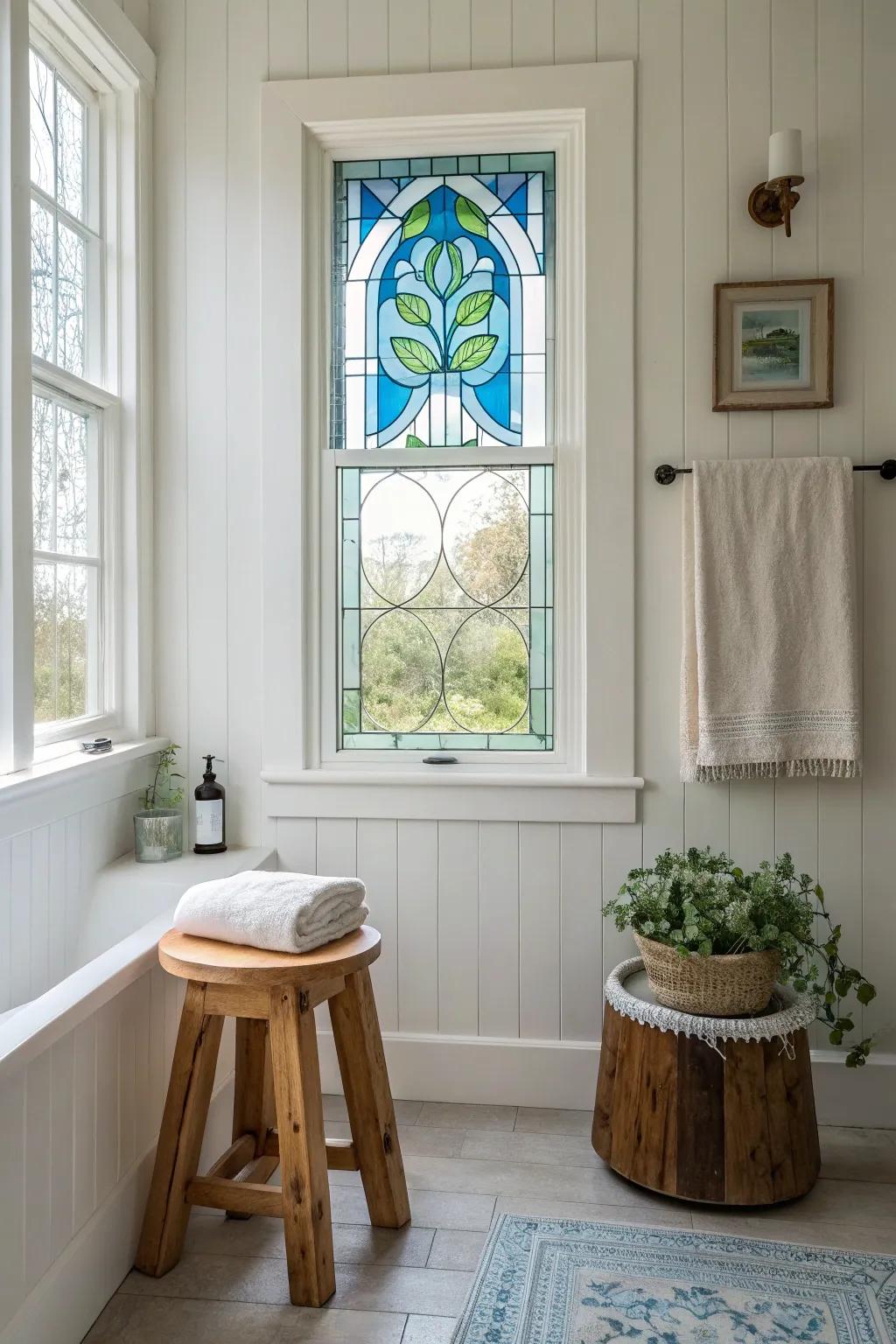 Artistic presentation using colorful painted glass windows. 🎨 #ArtisticDesign #ColorfulSpaces