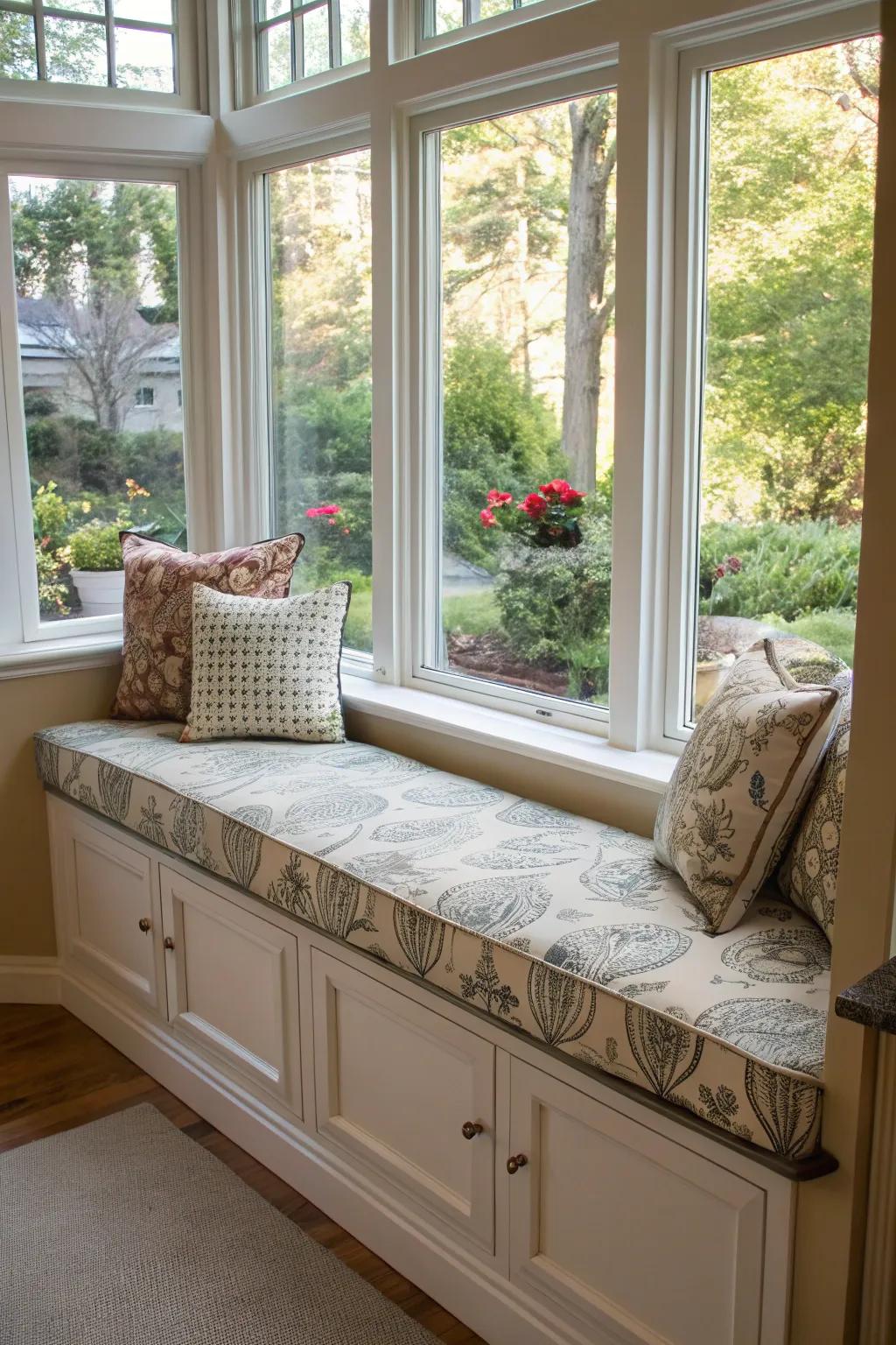 A tailored DIY bench adds a personal touch to your bay window seating.
