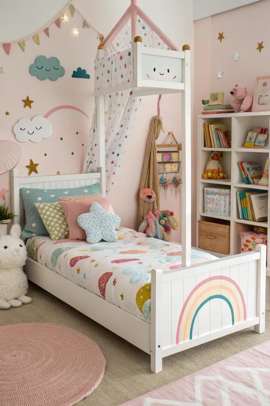A whimsical bed frame adds a fun touch to any space.
