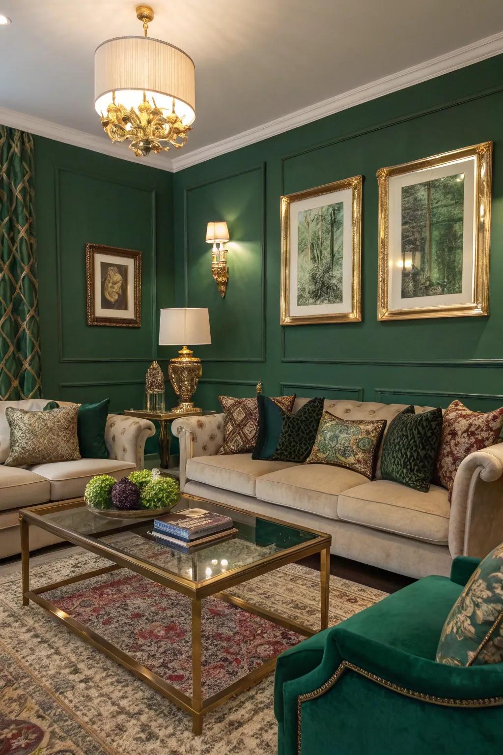 Jade walls create a luxurious and opulent atmosphere.