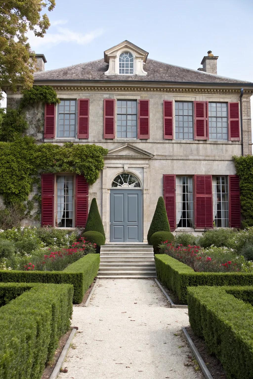 Ruby and gray add a regal, sophisticated touch.