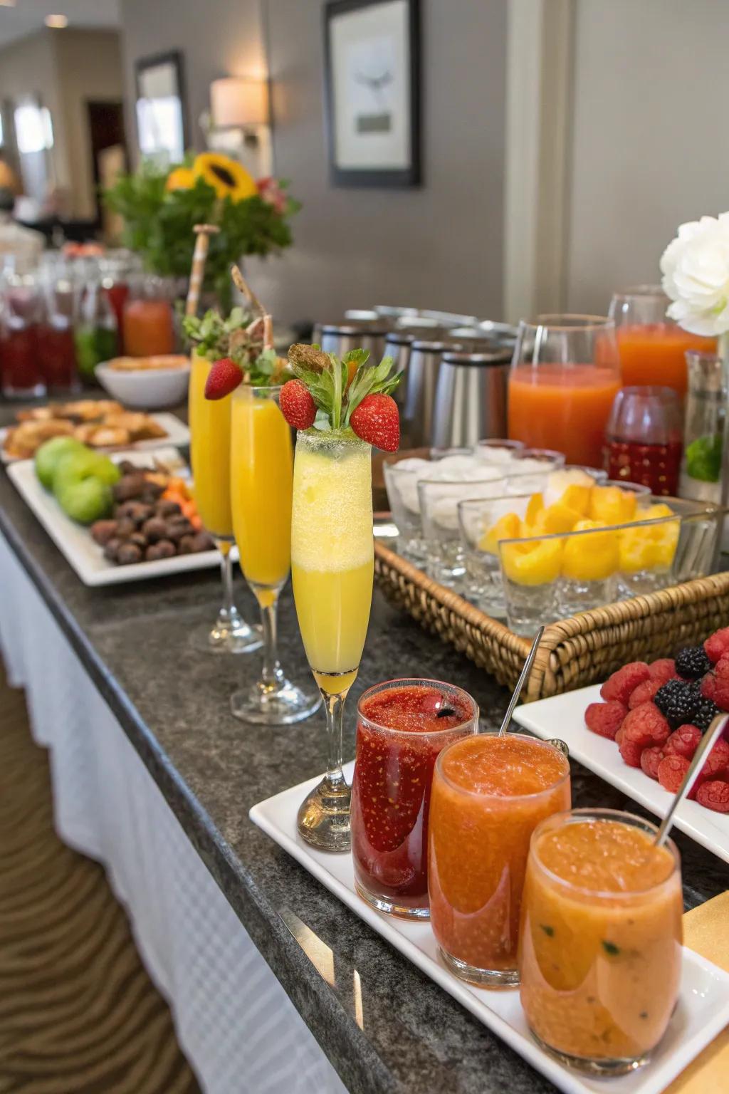 Make brunch memorable with a dedicated beverage area.