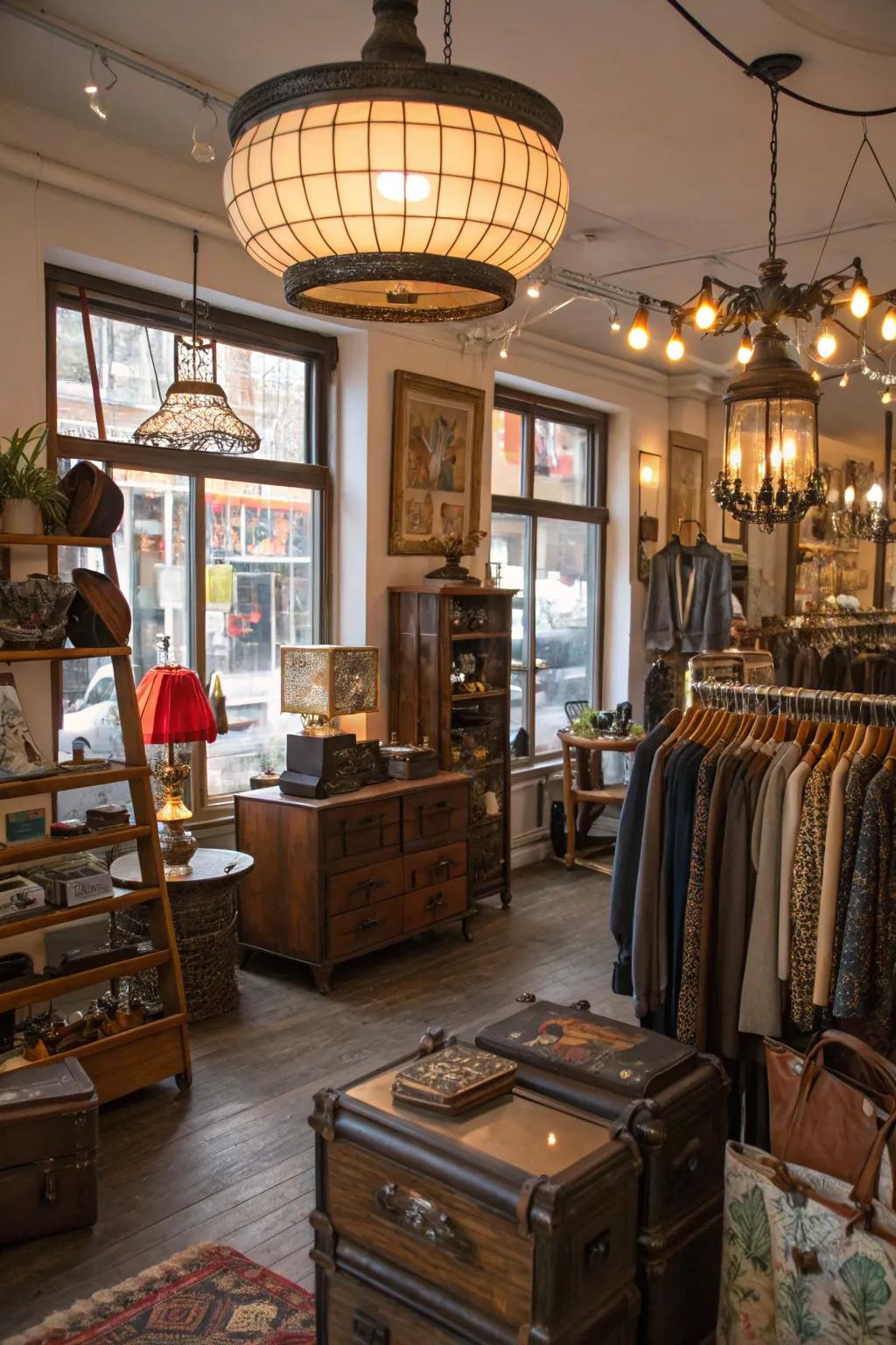 A shop interior featuring vintage decor elements, adding character and charm to the space.