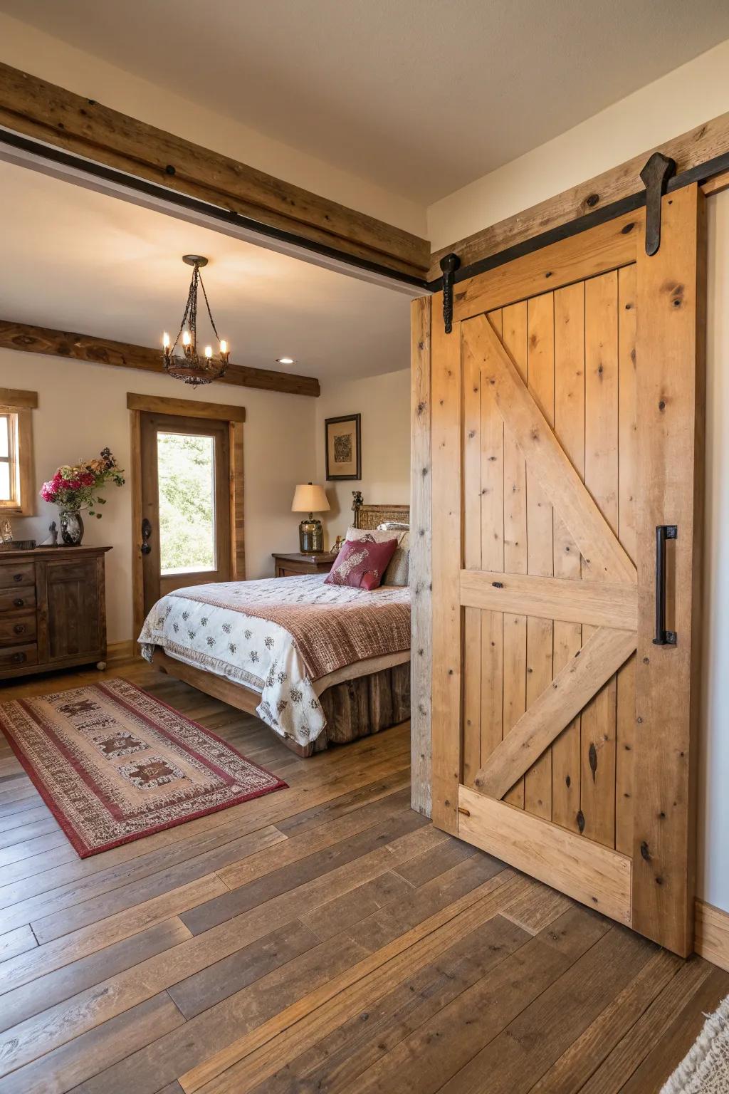 A sliding barn door adding style and function.