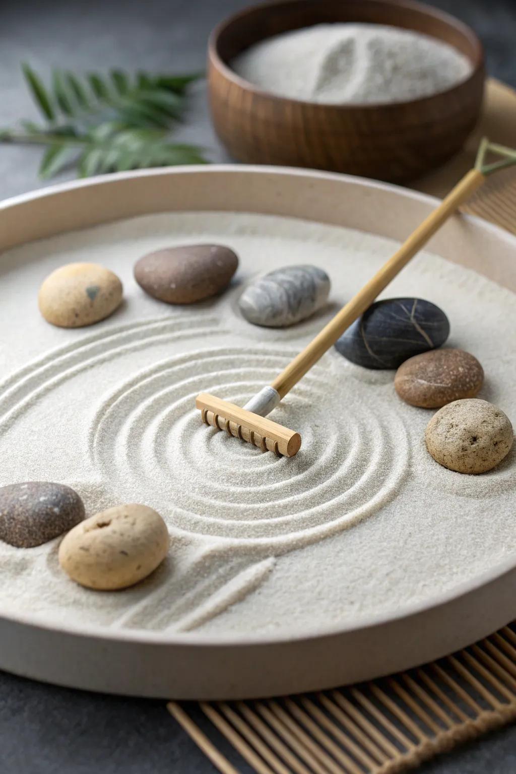 Find peace with a Zen garden-inspired centerpiece.