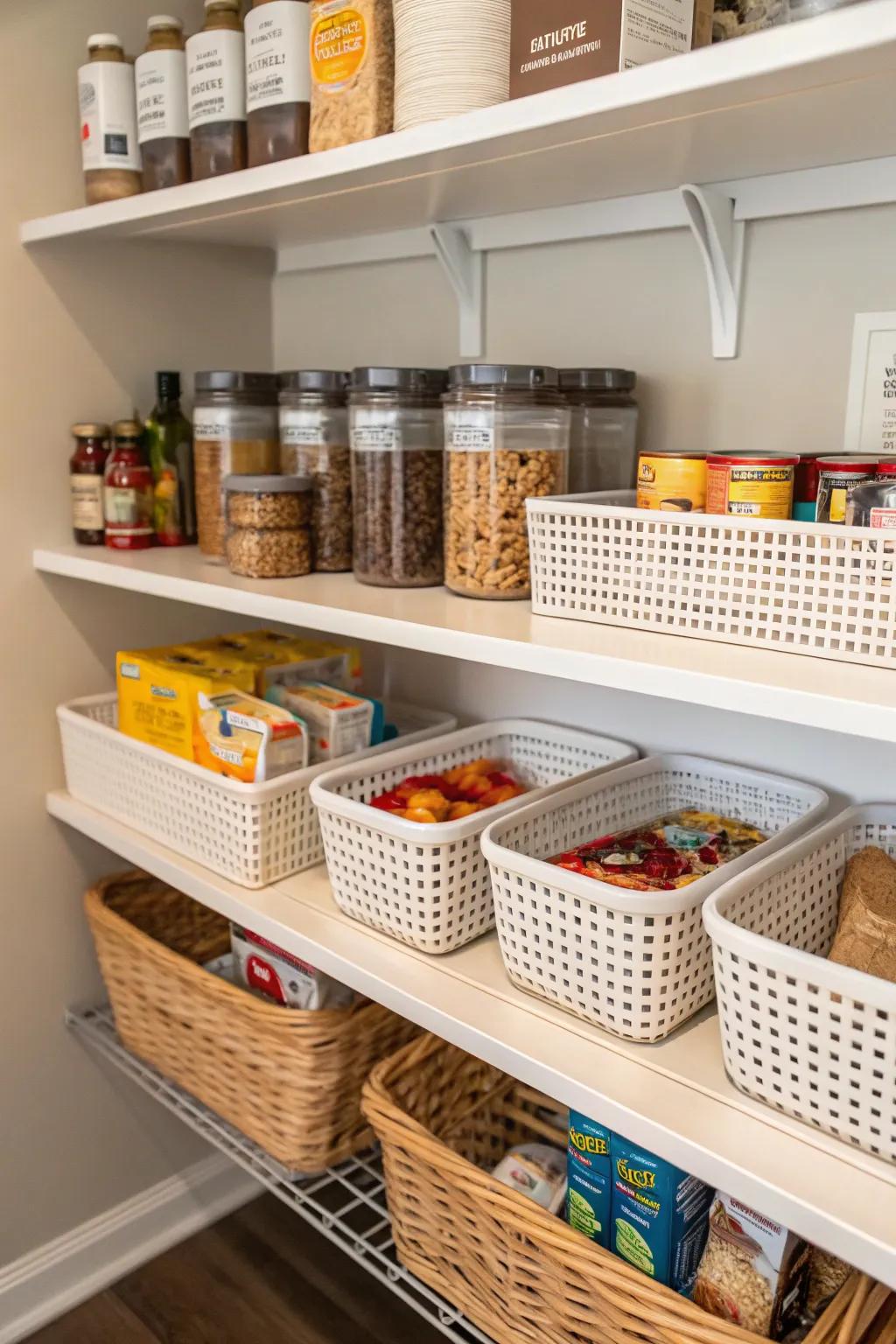 Under shelf baskets maximize space.