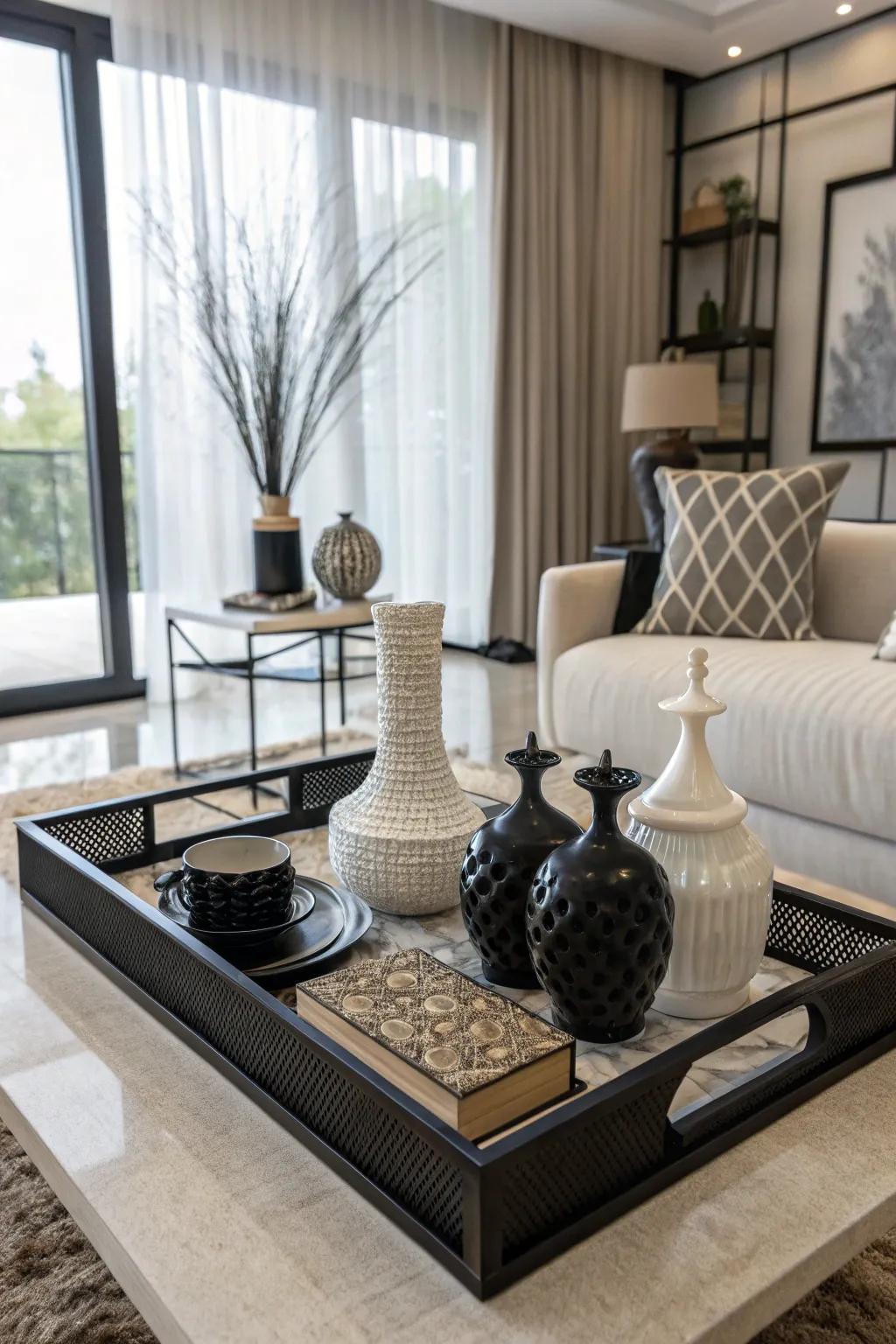 Monochrome magic with a single-color palette on a decorative display piece.