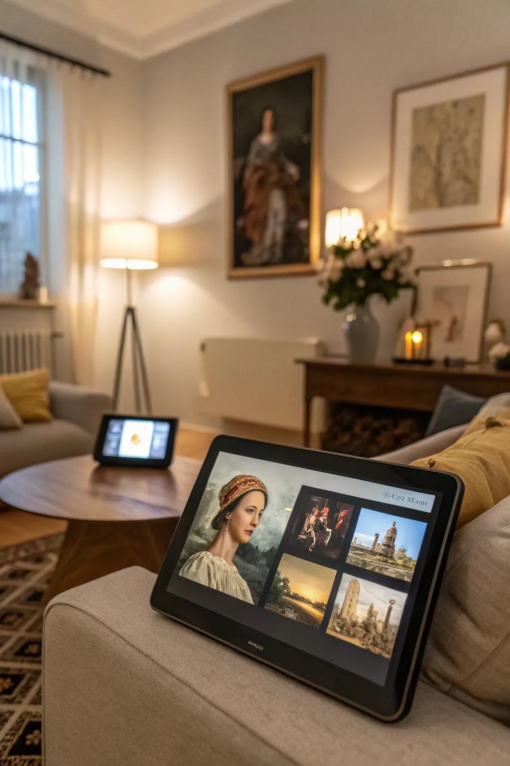 A virtual art gallery brought to life with a digital display.