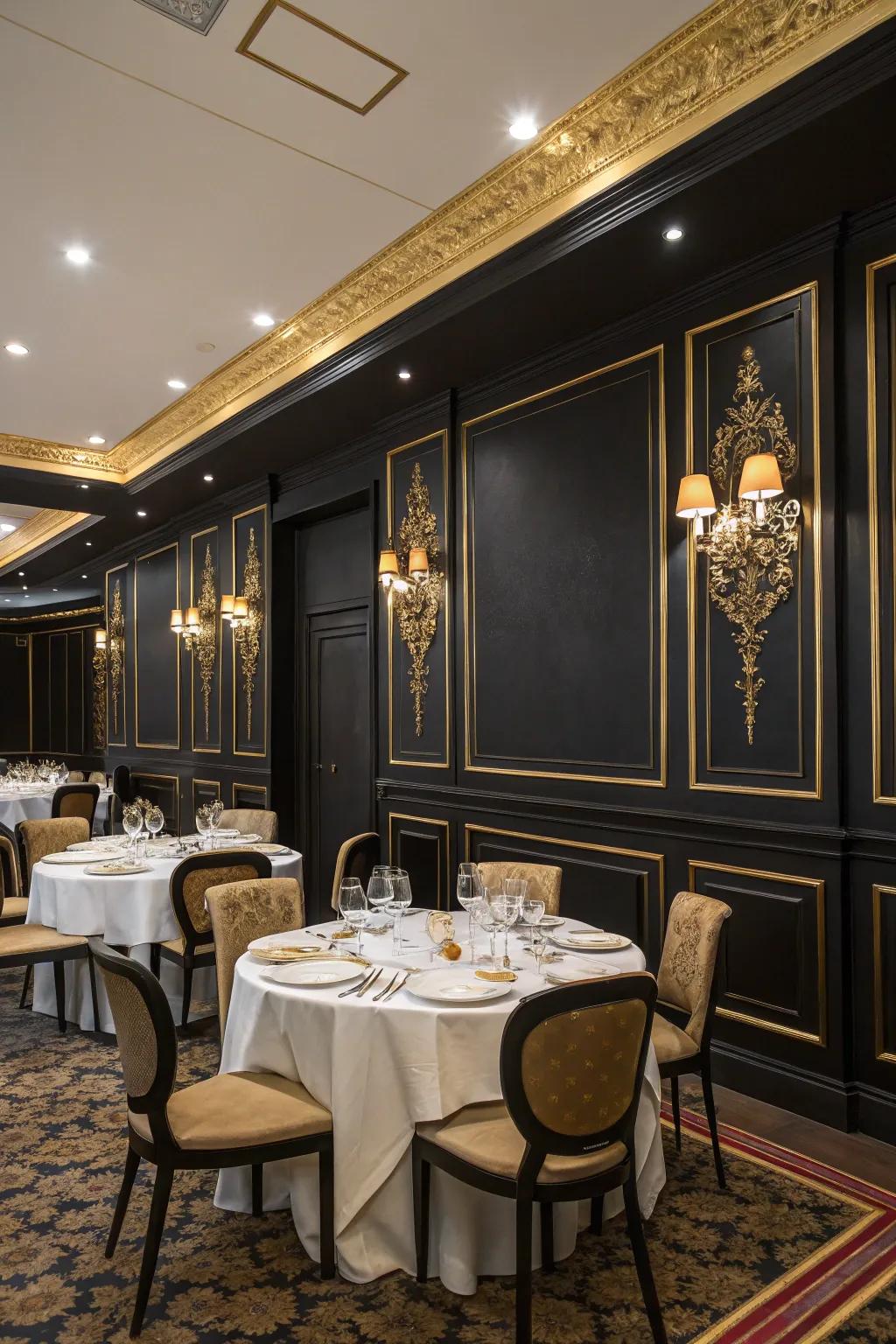 Ebony and gold offer a luxurious and timeless elegance.