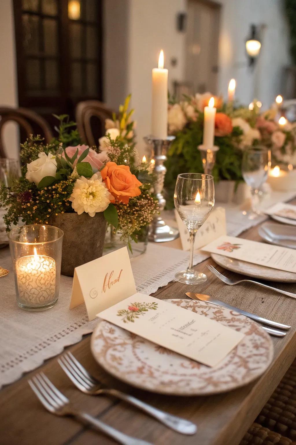 Note seating cards foster a welcoming atmosphere.