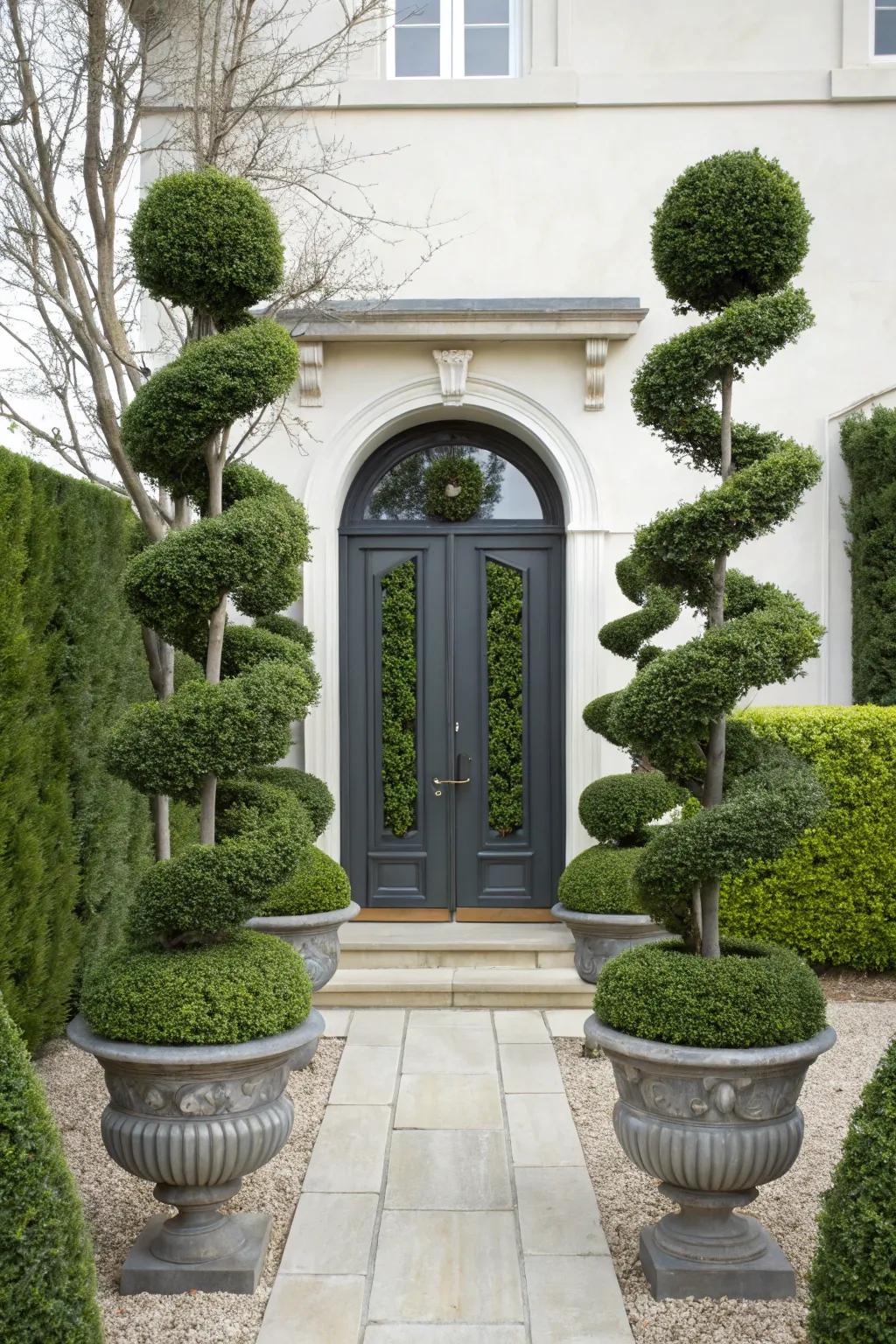 Introduce structure and elegance with shrub arrangements.