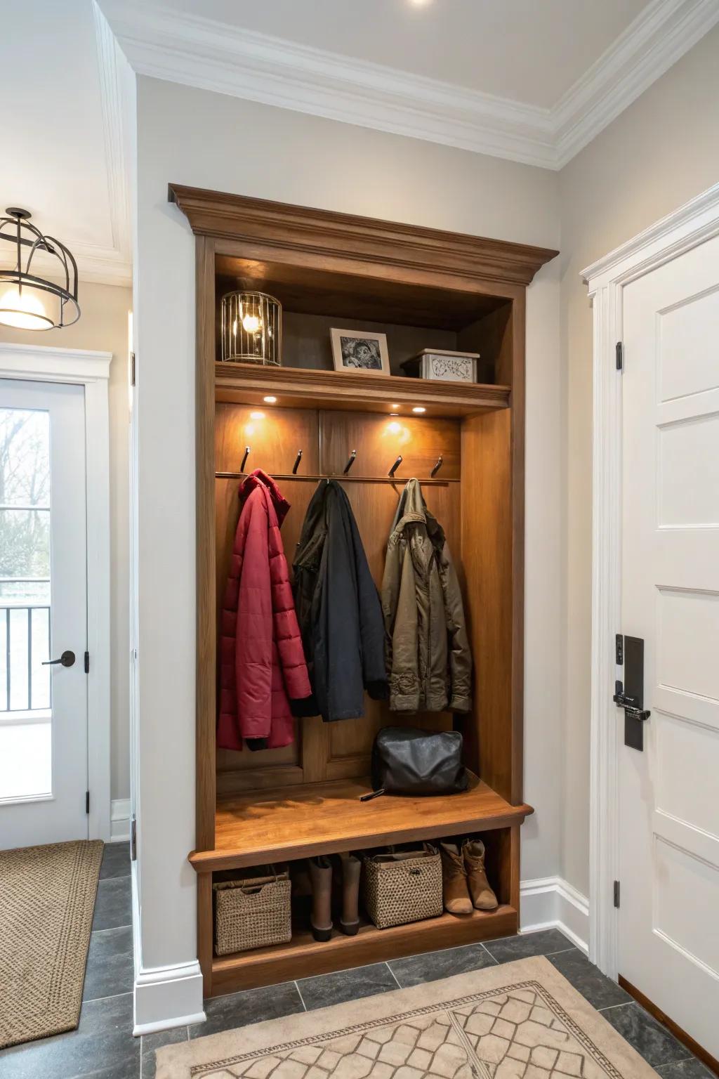 Keep your coats out of sight with a wall niche.