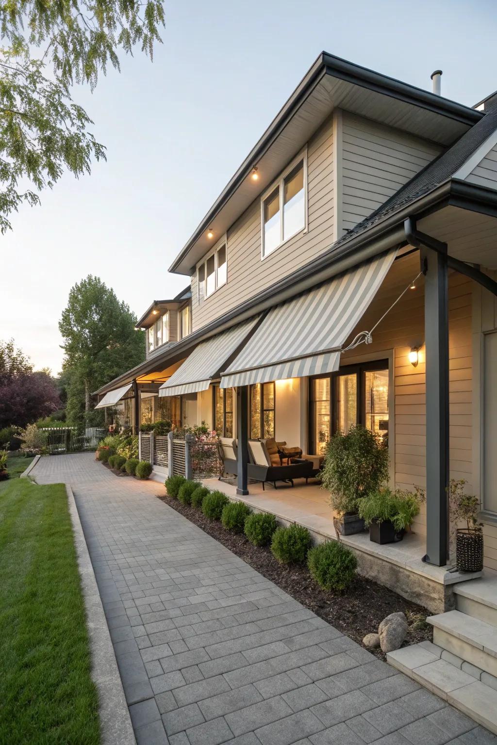 Weather-resistant shades provide long-lasting design and protection.