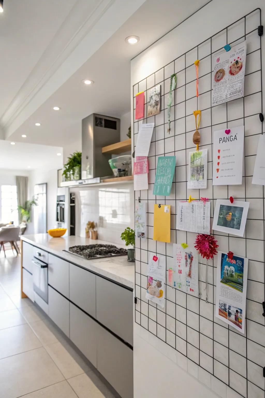 A wall grid keeps family tasks organized and in sight.