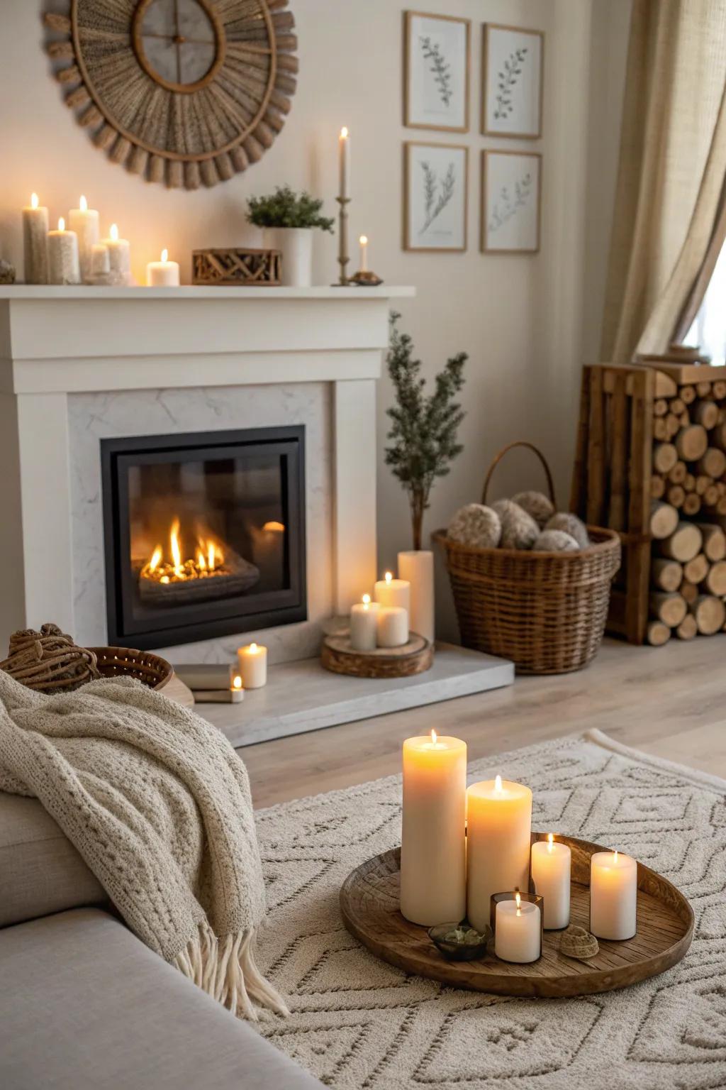 Broaden the snug gleam throughout the chamber with strategically positioned light sources. 🕯️🏡 #CozyVibes #WarmthAtHome