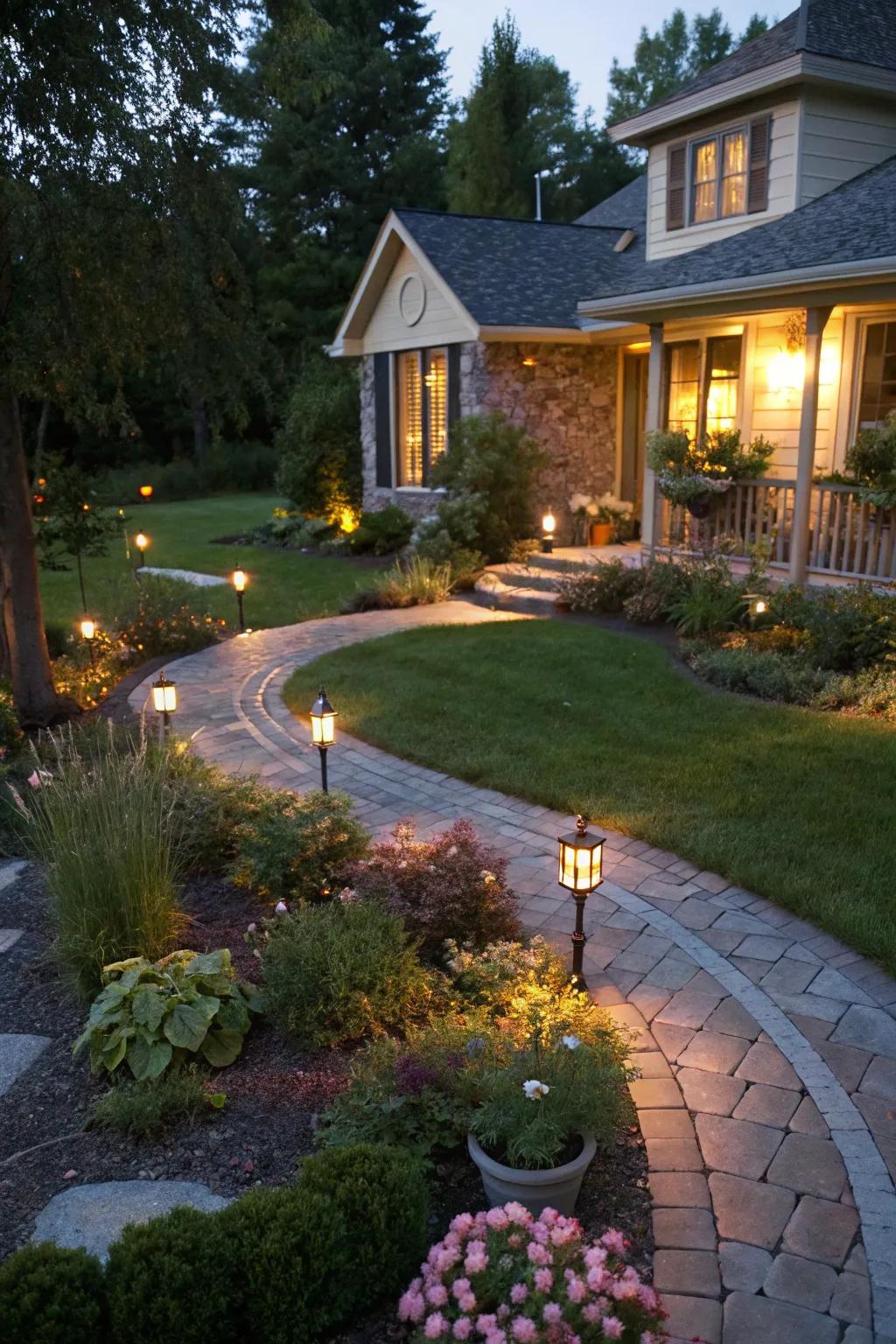 Solar lighting enhances your yard's nighttime charm.