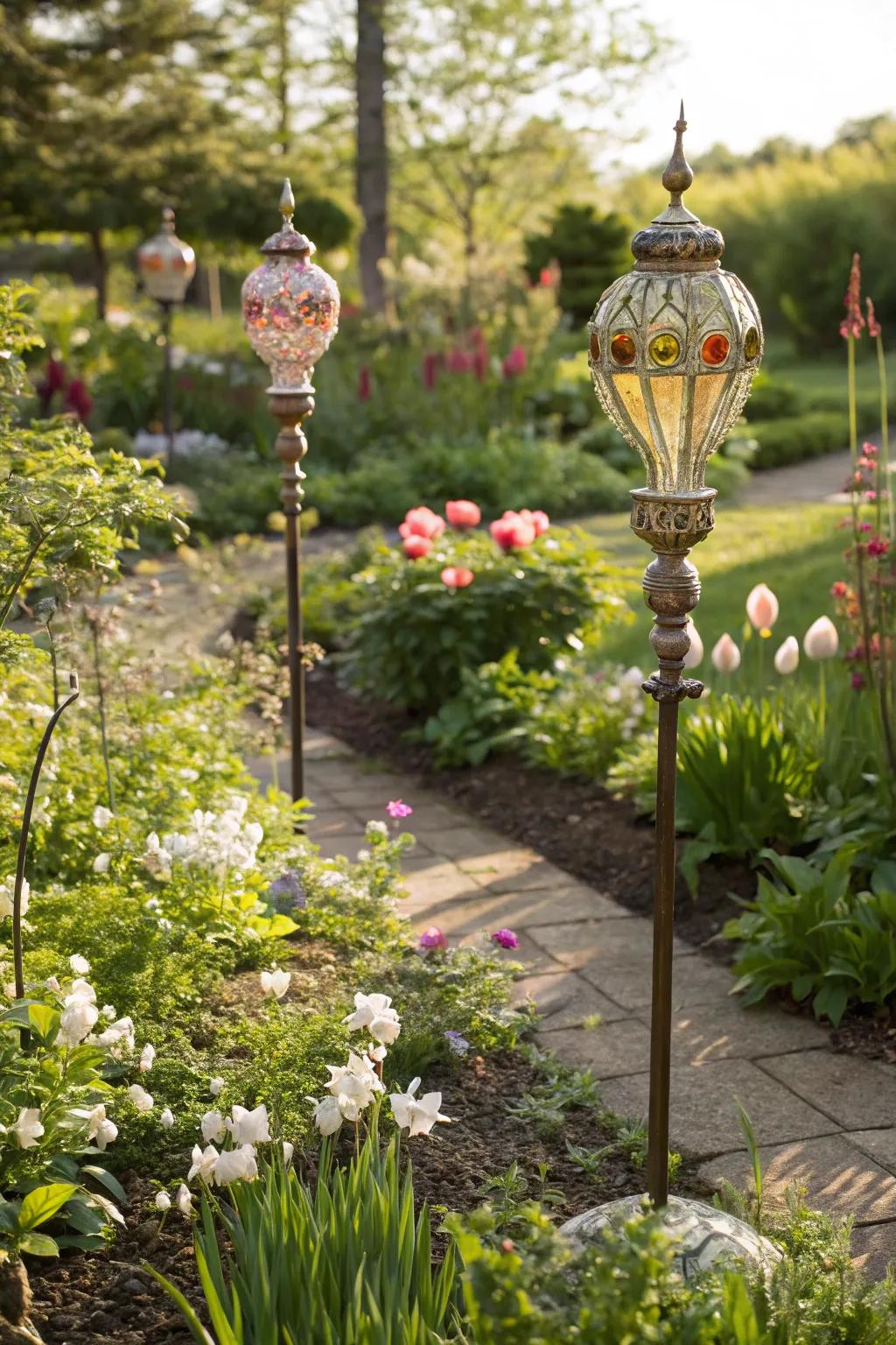 Classic-style decorations adding a touch of nostalgia to the garden.