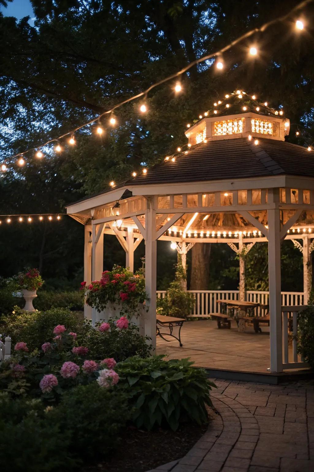 Cafe lights cultivate a cozy, welcoming atmosphere reminiscent of outdoor cafes.