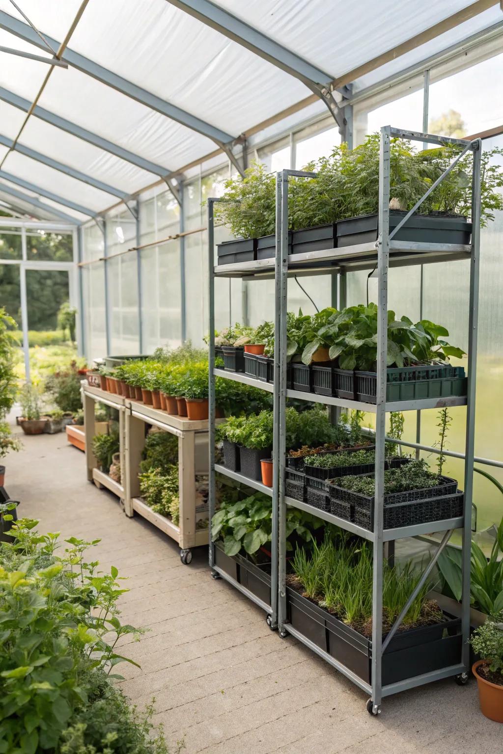 Compact foldable shelving units for versatile use.
