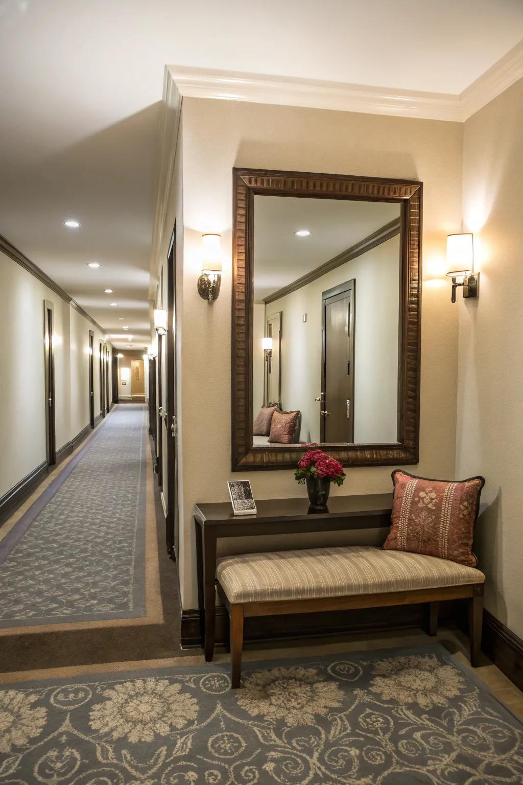 Mirrors in alcoves transform overlooked spaces.
