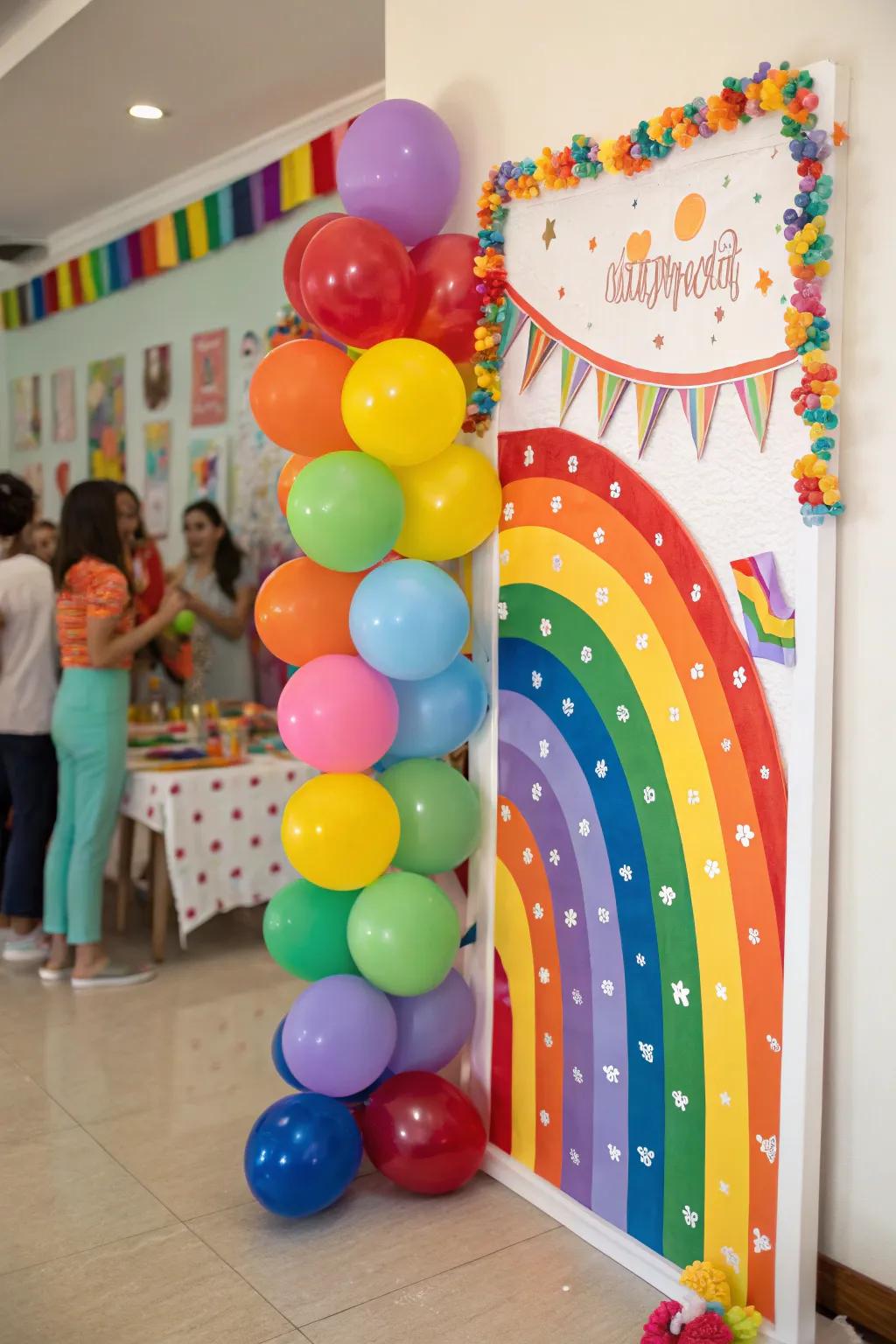 A joyful spectrum-themed birthday display that radiates happiness.
