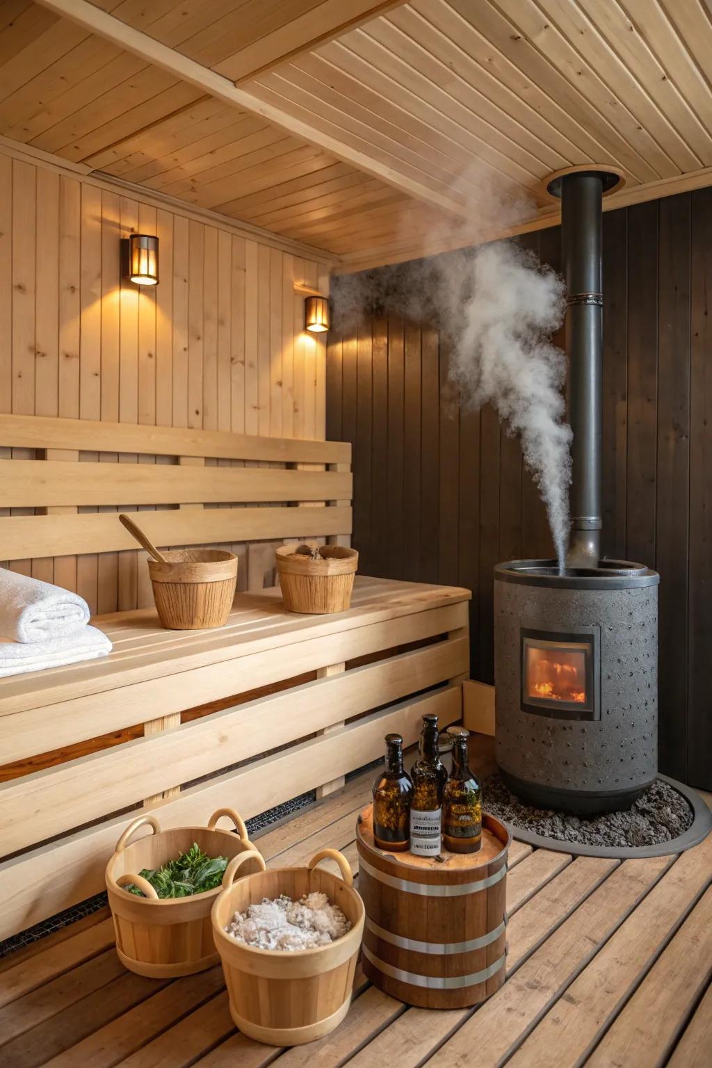 These scents add a smell-related part to this sauna experience.