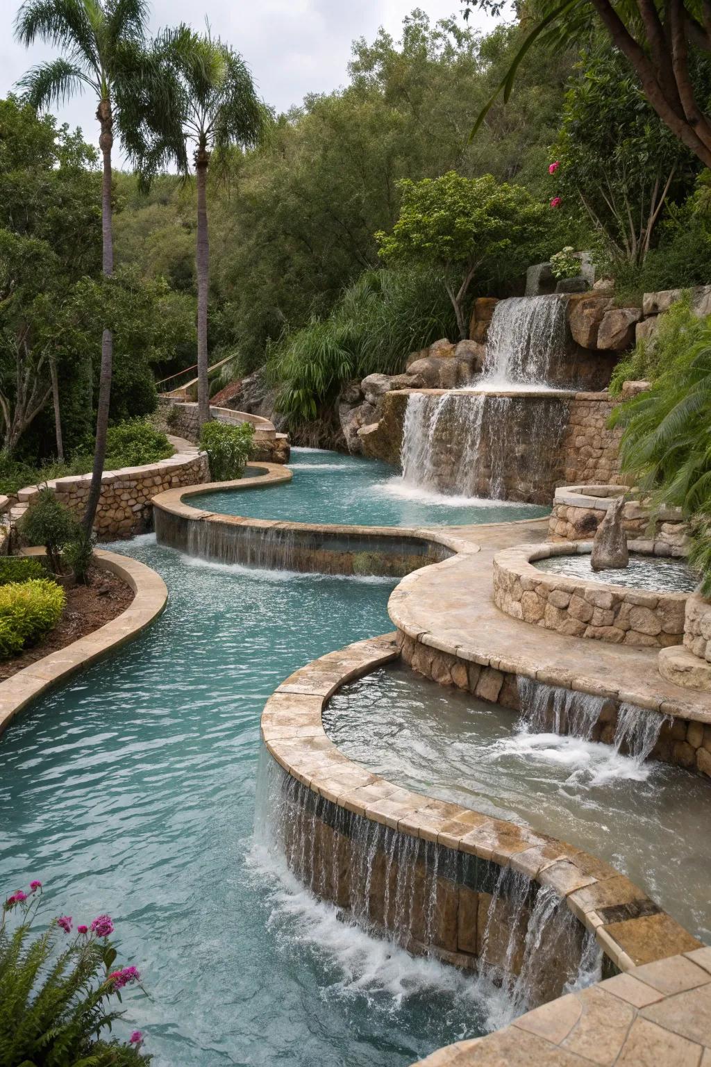 A stunning series of flowing pools for a layered look.